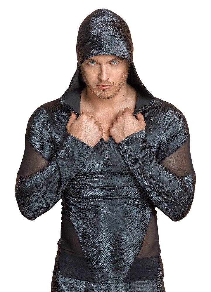 Hoody met snakeprint en gaas