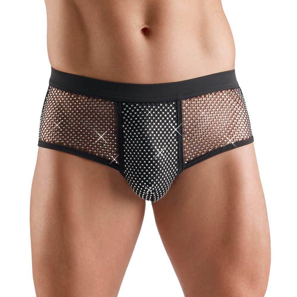 Zwarte glinsterende herenboxer met strass